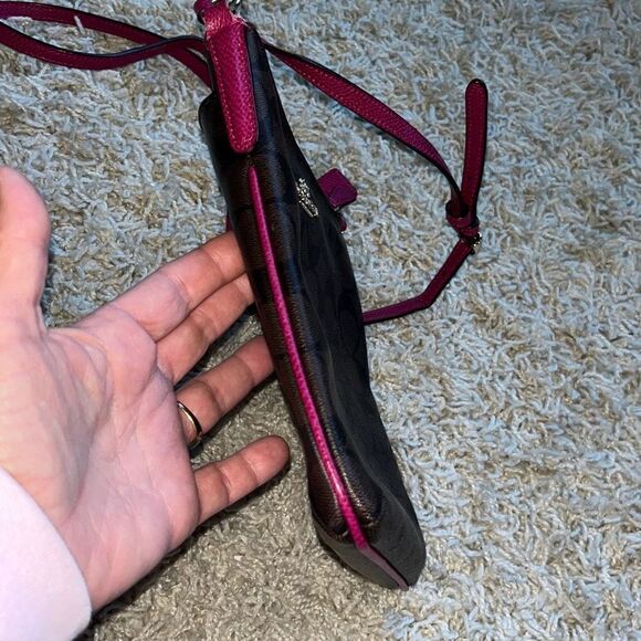 Coach Signature Crossbody Bag F35940 Brown & Pink Ruby - Picture 11 of 15